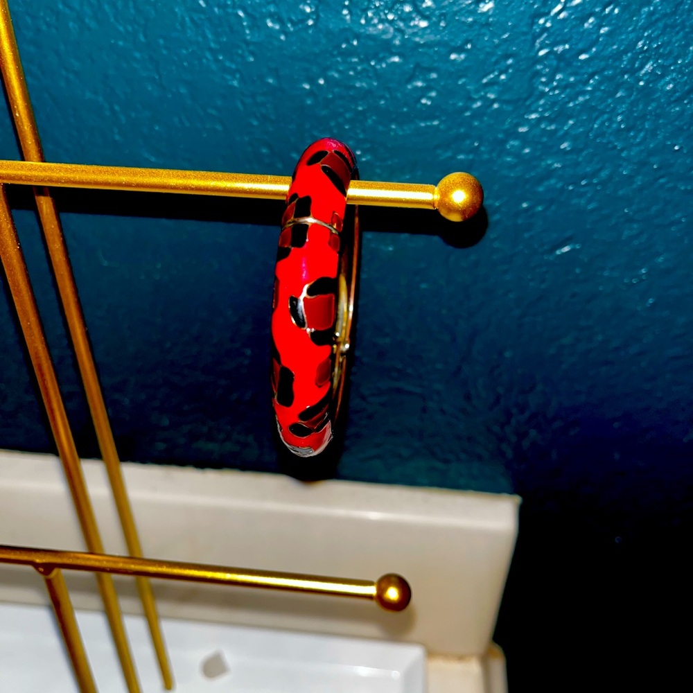 Beautiful red and leopard bangle bracelet